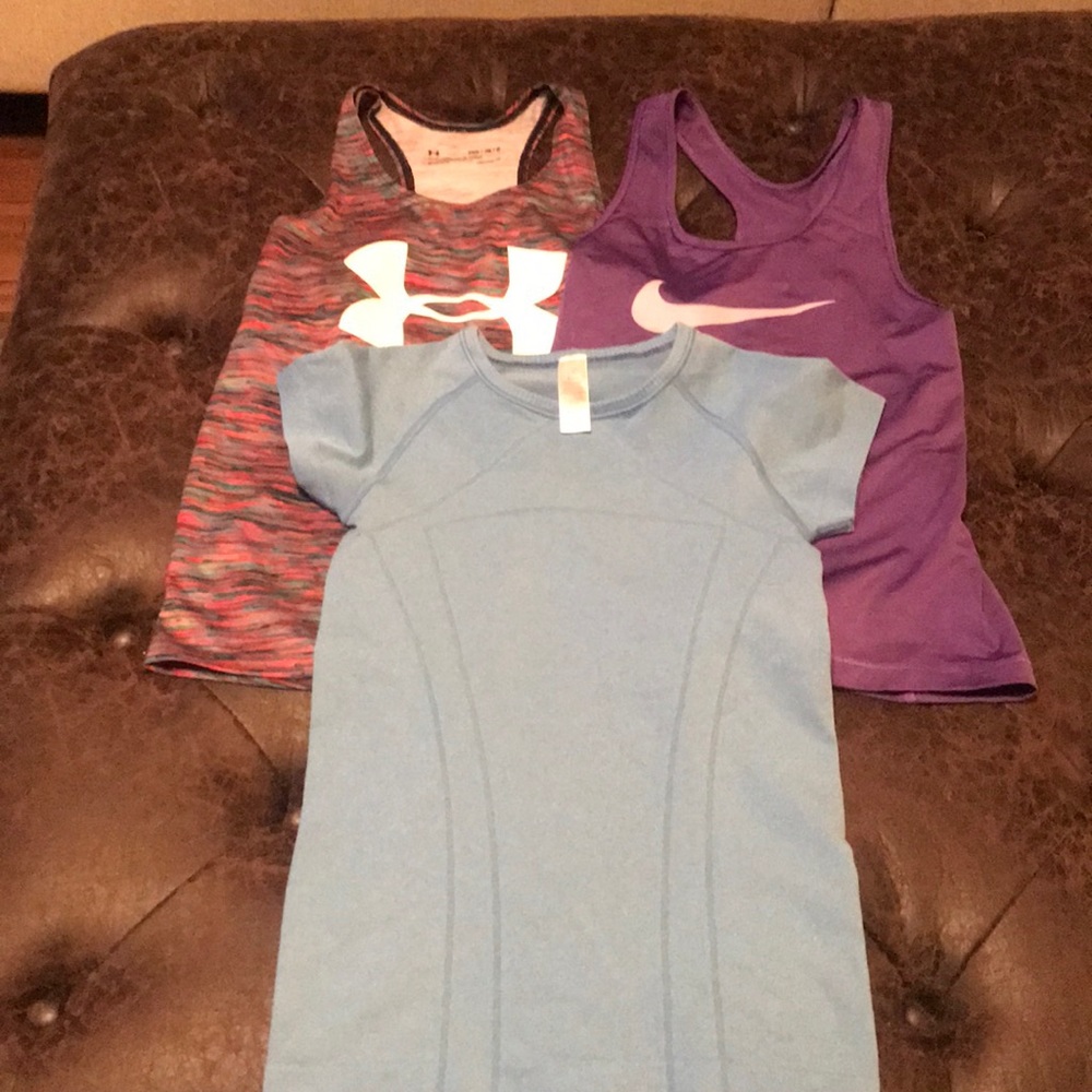 Girls Ivivva, Underarmour, and Nike athletic tops